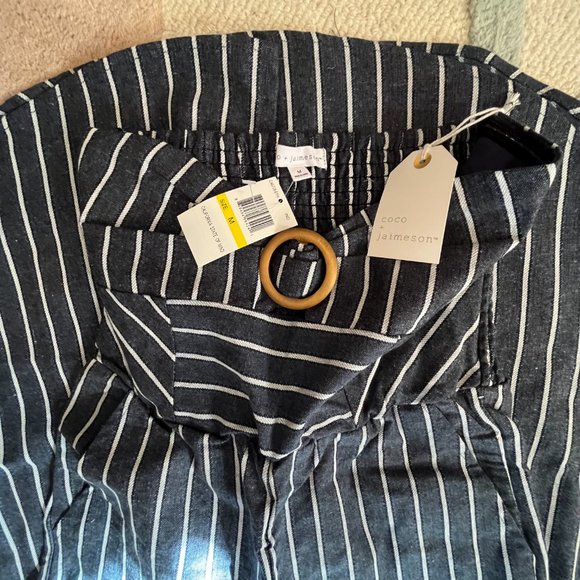 NWT Coco & Jasmine Strapless Denim Striped Jumpsuit Capris Size M - Picture 9 of 10